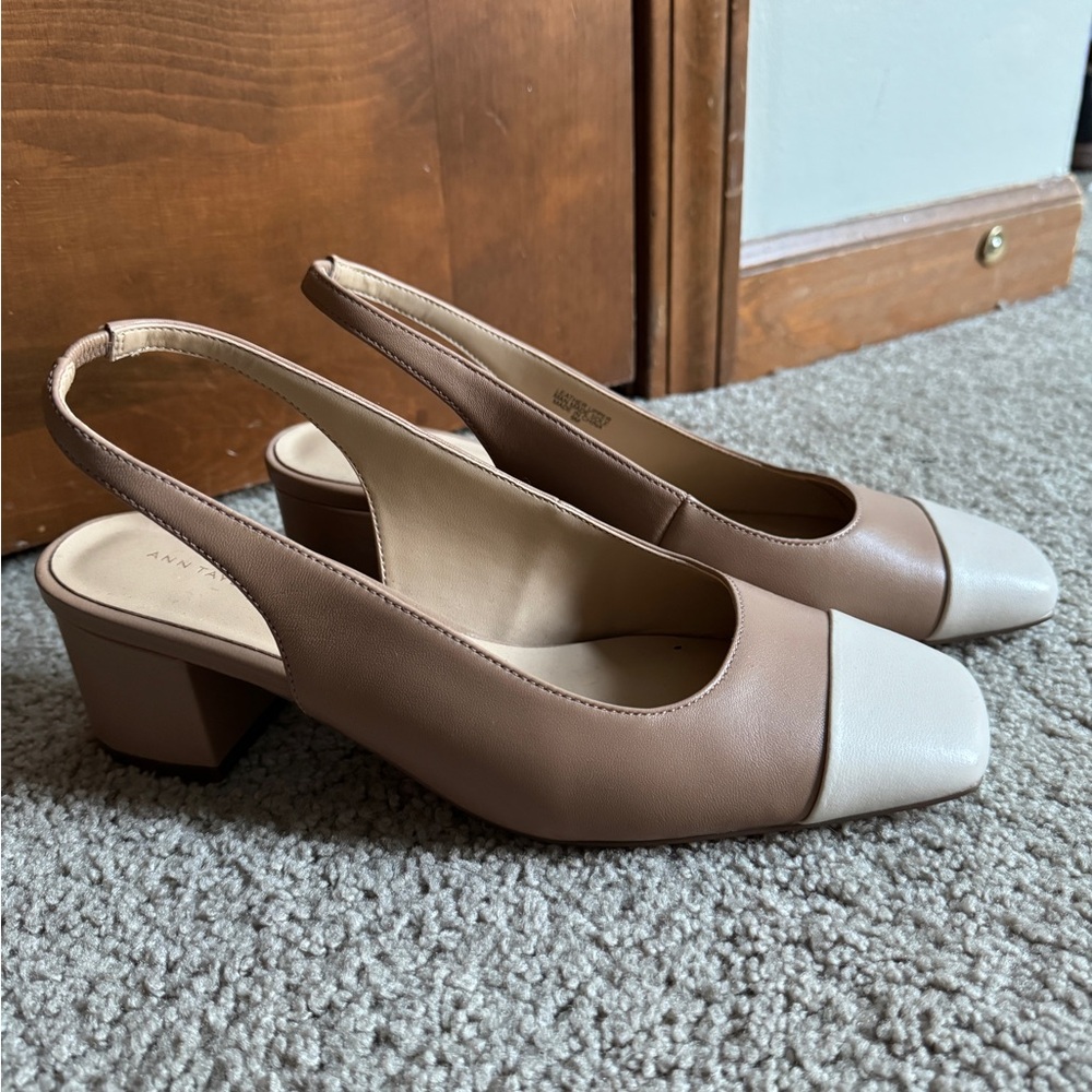 Ann Taylor Tan and White Heels cap toe